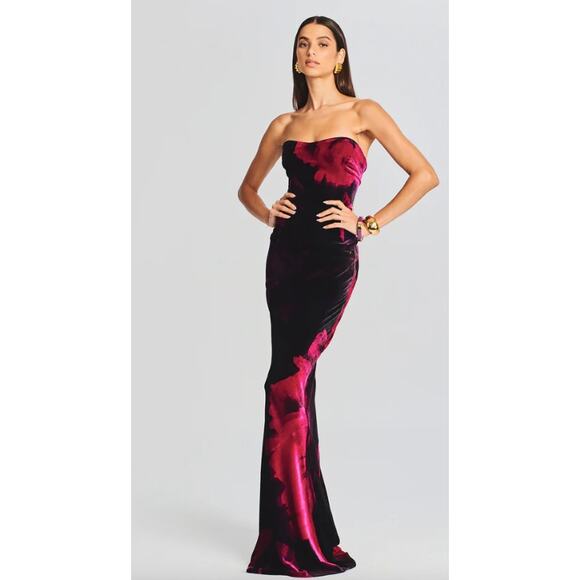 retrofête Freyja Velvet Silk Maxi Skirt Acid Roses Medium NEW NWT! - Picture 1 of 10